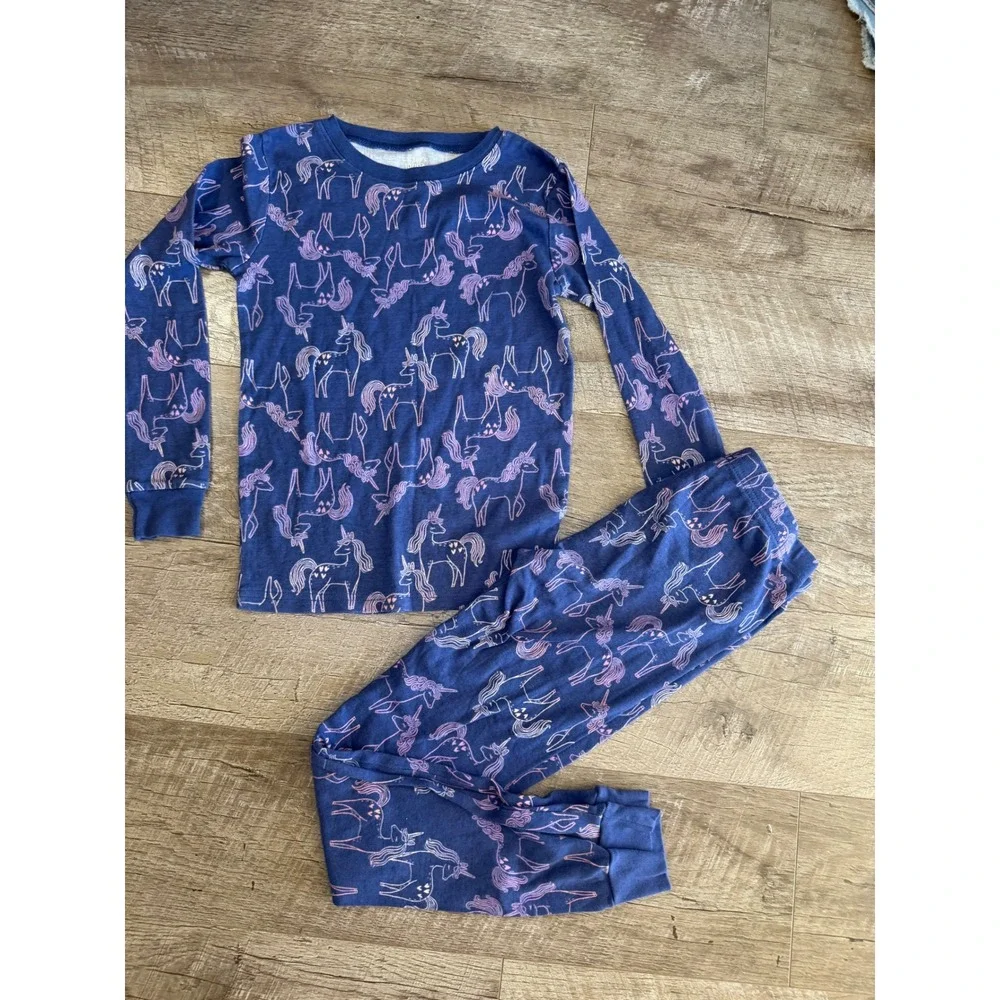 Carter's Kids Blue Pink Unicorn Cotton 2 Piece Pajama Set Size 10